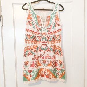 🧡FREE PEOPLE multicolored embroidered dress